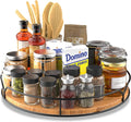 Lazy Susan Turntable Organizer with Anti-Slip Mat for Cabinet Pantry Kitchen Countertop Refrigerator Office, Pine Wood, 13", Carbonized Black