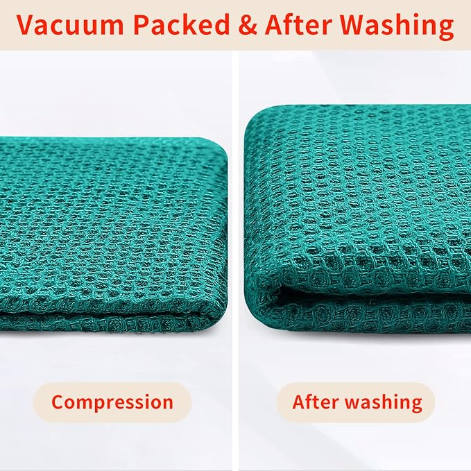 Homaxy 100% Cotton Waffle Weave Kitchen Dish Towels 12-Pack, Teal | 13 x 28 Inches, Ultra Soft Absorbent Dish Towels, Quick Drying Cleaning Towels