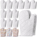 Geyoga 18 Pairs Oven Mitts Heat Resistant Kitchen Long Oven Gloves Mitts Thick Cotton Winter Quilted Baking Flexible Glove Bulk for Cooking BBQ Picnic Kitchen Grilling 10.6 Inch(White)