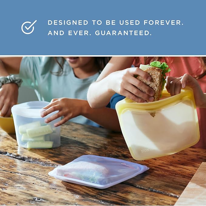 Stasher Premium Reusable Silicone Bag, Stand-Up Mid Bag, Deep Ocean, 56 oz | Food-Safe Silicone, Reusable Freezer Bags, Microwave, Dishwasher, Pantry, Meal Prep, Food Storage Bag, Eco-Friendly