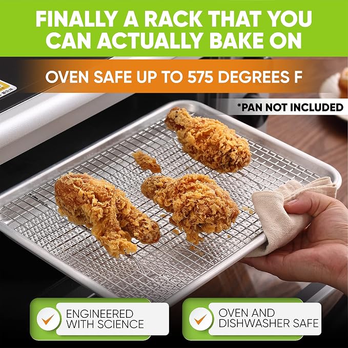 Spring Chef 8.5" x 12" Stainless Steel Cooling Rack for Cooking & Baking | Heavy Duty Cookie Cooling Rack for Kitchen, Oven Safe Wire Rack for Baking, Fits Small Quarter Sheet Pan, Dishwasher Safe