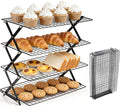 4 Tier Collapsible Cooling Rack，3 Setting Design, Adjustable ＆ Stackable Baking Rack, for Baking, Cookies, Bread, Gifts for Baking Must Haves
