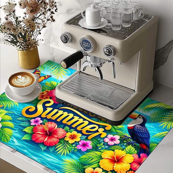 HOMETITUTE Hello Summer Stove Top Cover 28x20 Tropical Toucan Heat Resistant