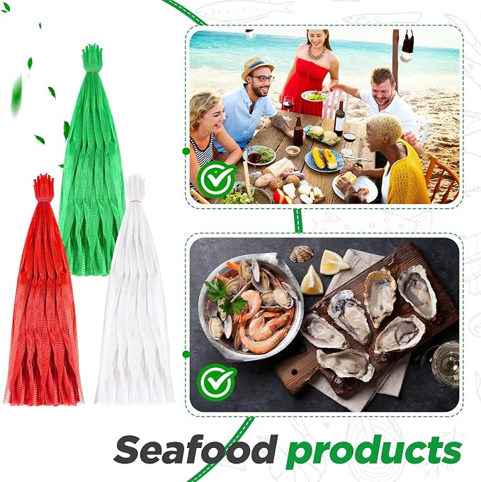 Windyun 1000 Pcs 20 Inch Mesh Bags for Vegetables Mesh Produce Bag Reusable Nylon Netting Bulk, Fits Storage Egg Vegetable Seafood Fruits Grocery (Red, Green, White)