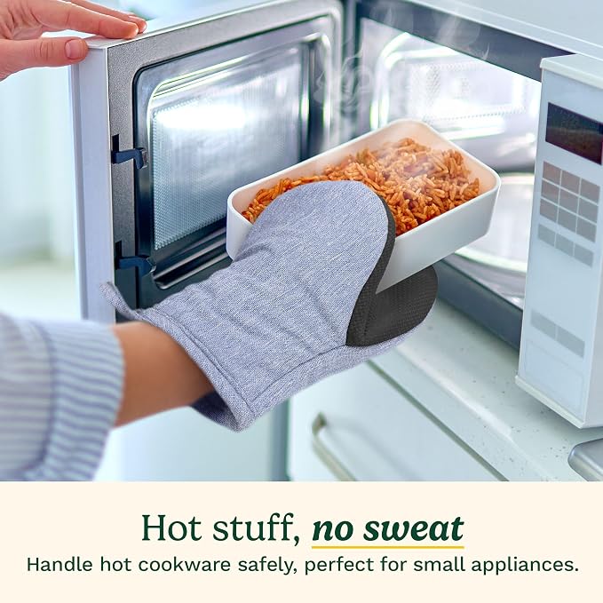 Cuisinart Mini Oven Mitts, 2-Pack, Neoprene Grip, Heat Resistant 350F | Cotton-lined, non-slip neoprene palm, ambidextrous design, ideal for smaller hands and everyday cooking