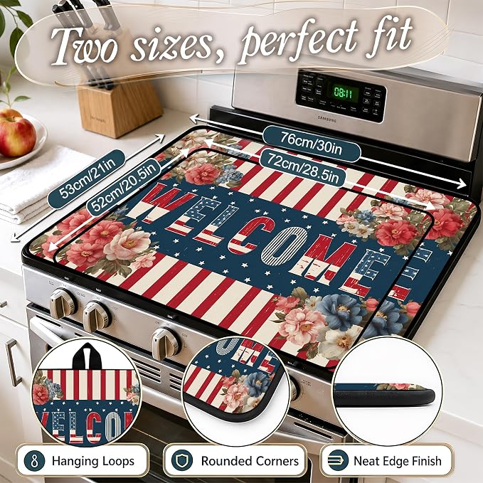 Stove Top Covers with A Non-slip Rubber Coating | protect Your Stove from Scratches, Extend Countertop Space, and Add A Classic Kitchen Touch