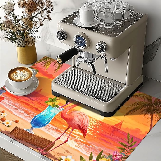 HOMETITUTE Summer Stove Top Cover 28x20 Flamingo Sunset Cocktail Heat Resistant