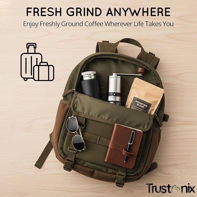 Manual Coffee Grinder for Home & Travel | Portable Hand Coffee Grinder | Cocoa Beans Grinder | Compact Design | Smooth Grinding | Easy To Use | Higher Efficiency | Powerful & Stable