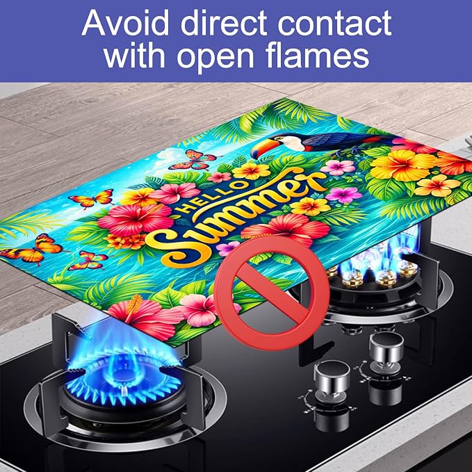HOMETITUTE Hello Summer Stove Top Cover 28x20 Tropical Toucan Heat Resistant