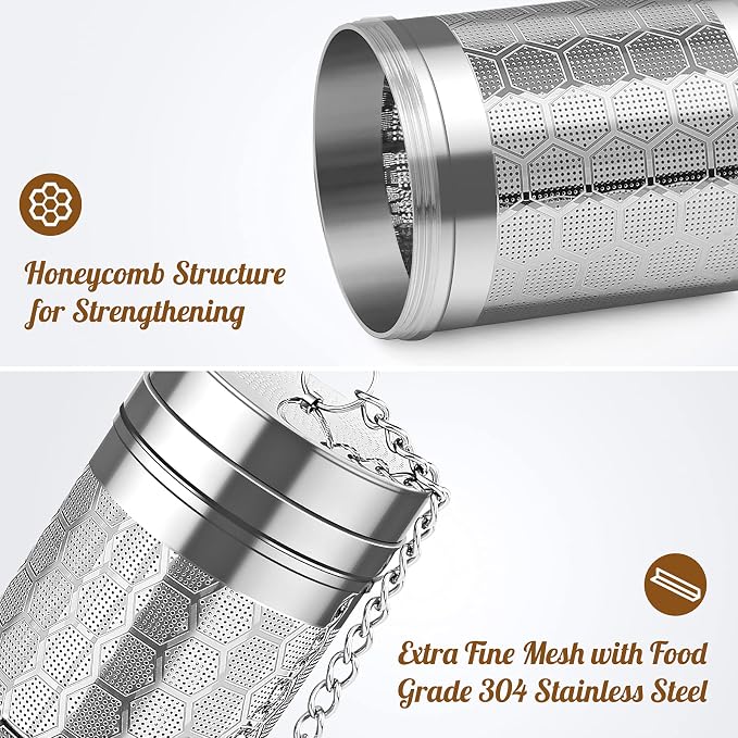 2 Pack 304 Steel Fine Mesh Tea Infusers for Loose Leaf Tea | Versatile for tea, spices & seasonings, fine mesh traps sediment, dishwasher-safe