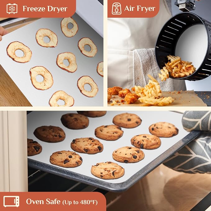 GTJ Silicone Baking Mat Roll, Reusable Baking Sheet Liners, 16 in x 10 ft | Free Cut to Size, Food-Grade, Non-Stick, Non-Slip, For Dough, Pastry, Air Fryer, Freeze Dryer, Oven Pan, Kitchen Counter