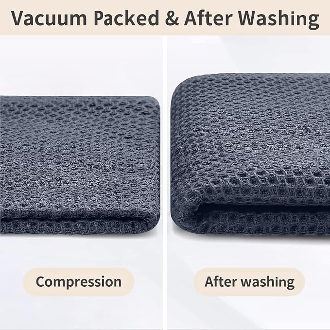 Homaxy 8 Pack 100% Cotton Kitchen Towels and Dishcloths Set, Dark Grey | 12 x 12 Inches and 13 x 28 Inches Kitchen Towels Set, Ultra Soft Absorbent Dish Cloths for Washing Dishes