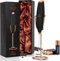 Zulay Kitchen Powerful Milk Frother Wand With Duracell Batteries - Ultra Fast Handheld Drink Mixer - Electric Whisk Foam Maker for Coffee, Lattes, Cappuccino & Matcha - Z1 Motor - Exec Black Copper