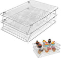 Stainless Steel Stackable Cooling Rack for Baking, 3-Tier Cooling Rack Set, Stackable Heavy Duty Stainless Steel Wire Racks, for Baking Cooking Grilling, Oven & Dishwasher Safe, 12”x 16.5”, Silver