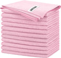 Pink Microfiber Cleaning Cloth -Pack of 12, Highly Absorbent Cleaning Rags, 16"X12" All Purpose Cleaning Towels for Housekeeping, Kitchen, Car, Lint Free and Reusable Microfiber Towels
