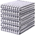 Mordimy Premium Cotton Kitchen Towels 16"x 25", Black Check Design, 6 Pack | Super Absorbent Terry Kitchen Hand Towels, Large Natural Ring Spun 360 GSM Dish Towels, Soft Tea Towels with Hanging Loop