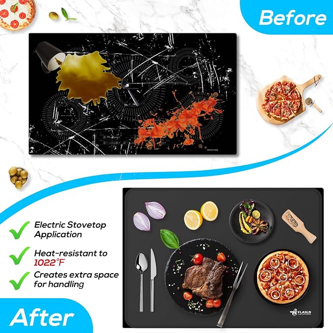 FLASLD Stove Top Covers - Glass Top & Ceramic Cooktop Protectors, Full Covers for Electric Stovetop, Black-2132 inch