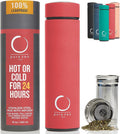 Pure Zen Tea Insulated Tea Infuser Bottle, 15 oz, Tea Thermos with Infuser | Leakproof, Hot and Cold 24 Hrs - for Tea, Coffee and Water, Stainless Steel, Tea Gift Set, Tea Tumbler with Infuser, Blue