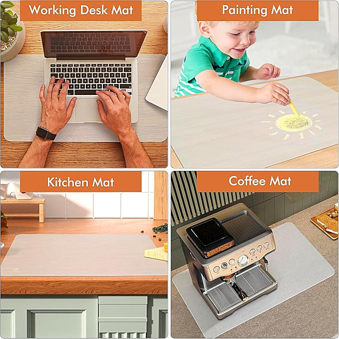 48” x 24”Silicone mat, Large Silicone Heat-Resistant mat, Kitchen countertop Non-Slip mat, Craft Table placemat.(Translucent)