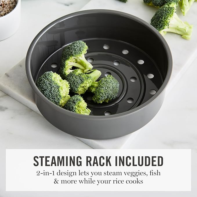 Martha Stewart 8 Cup Cooked (4 Cup Uncooked) Rice Cooker & Steamer, Sage | PFAS-Free Ceramic Nonstick Removable Pot, 9 Modes, Keep Warm, Steamer, White & Brown Rice, Quinoa, Grains, Oats, Easy Clean