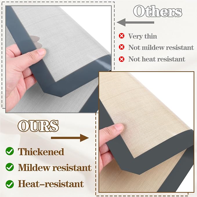 Ninsula Silicon Baking Mats, 16.5"x11.6" 2-Pack Reusable Silicon Baking Mat Sheet, Baking Sheets Non-Stick, Food Safe Baking Mats Can Be Used For Baking Cookies, Bread, Pizzas