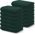 Kitinjoy Cotton Waffle 12-Pack Kitchen Towels, 13" x 28", Blackish Green | Super Soft, Ultra-Absorbent, Fast Drying, lightweight, Quick Drying Kitchen Hand Towels