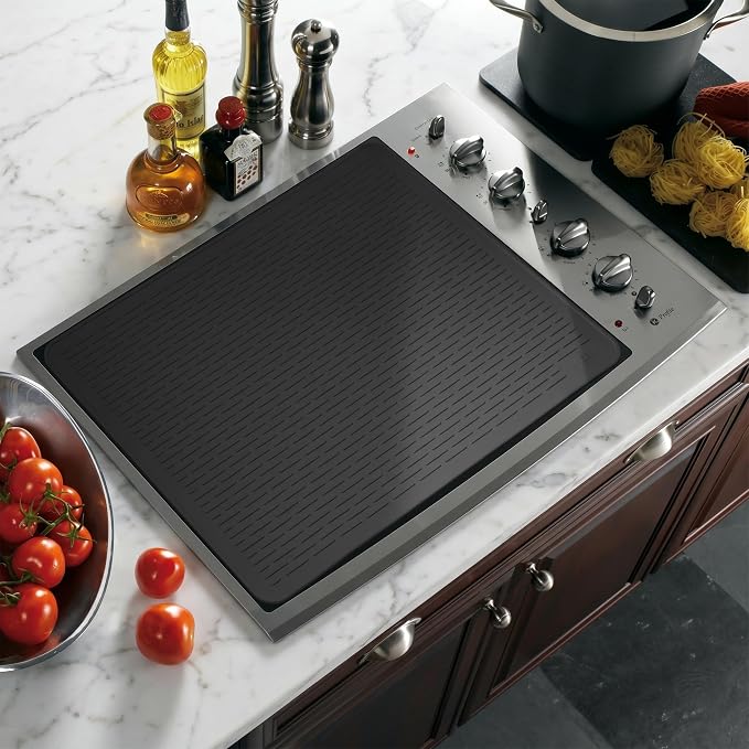 YUHFERA Stove Top Cover for Electric Stove - Silicone Stove Mat for Glass Top, Glass Cooktop Protector for Kitchen,Multi-Functional Oven Covers for Electric Stove (Black,28 x 20)