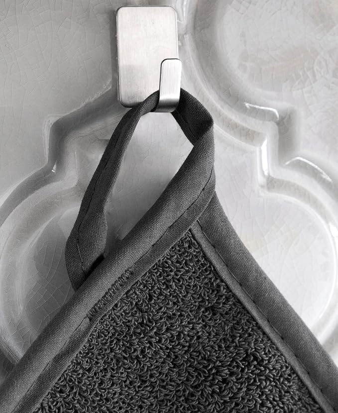 RITZ Terry Potholder & Hot Pad: Unparalleled Heat Resistant, Durable 100% Cotton – Ergonomically Designed for Optimal Grip – Easy-Care Machine Washable – 4-Pack, Federal/Graphite