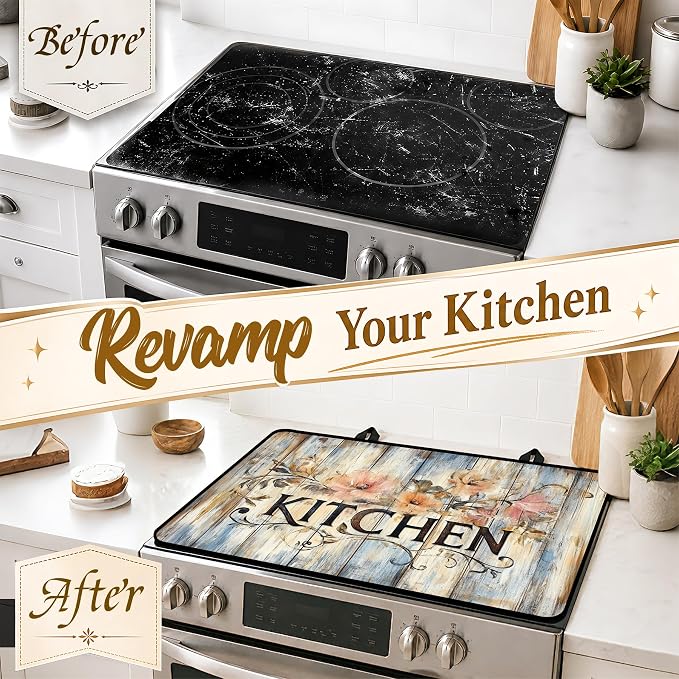 Stove Top Covers with A Non-slip Rubber Coating | protect Your Stove from Scratches, Extend Countertop Space, and Add A Classic Kitchen Touch