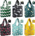 BeeGreen Animal Reusable Shopping Bags Cute Grocery Bag 6 Pack, Christmas Gift Bags Heavy-Duty Foldable Shopping Totes for Supermarket, Work & Travel, Large Washable Polyester Tote Bag with Handles