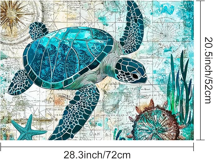 HOMETITUTE Sea Turtle Stove Top Cover 28x20 Ocean Map Diatomite Mat