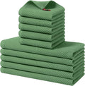 Homaxy 10 Pack 100% Cotton Kitchen Towels and Dishcloths Set, Grass Green | 12 x 12 Inches and 13 x 28 Inches Kitchen Towels Set, Ultra Soft Absorbent Dish Cloths for Washing Dishes