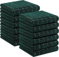 Homaxy 100% Cotton Terry Kitchen Towels, 12 Pack, Blackish Green | Ultra Soft and Absorbent Dish Towels for Kitchen, Suitable for Drying and Washing Dishes