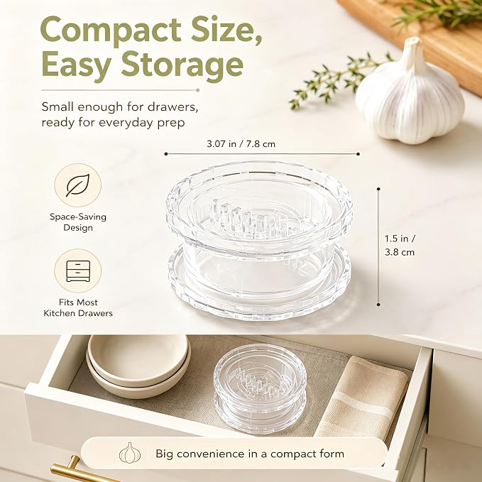 2PCS Clear Manual Garlic Twister, Garlic Crusher, Ginger & Nuts Mincer Tool | Multi-Functional Mincer & Grinder for Garlic, Onion, Ginger, Herbs, Nuts