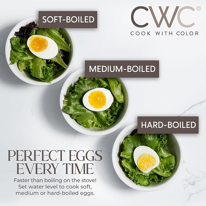 COOK WITH COLOR 350W Electric Double Layer Egg Cooker - Egg Boiler for Hard Boiled, Soft Boiled, and Omelettes, 6.1x6.1x8.7, Sand