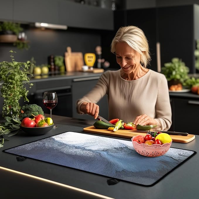 Black Blue Grey White Stove Top Covers for Electric Stove Royal Gray Modern Art Abstract Glass Top Gas Stove Pad Heat Resistant Range Cooktop Mat for Kitchen 28"x20"