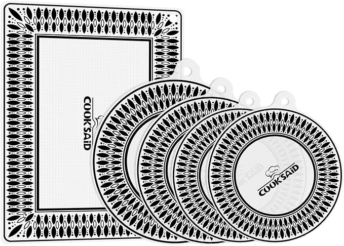Cook's Aid 5 PCS Silicone Induction Cooktop Protector Cover Mat (Magnetic) | 230°C (450℉) Heat-Resistant Induction Stove Protector | Multifunctional Silicone Mats