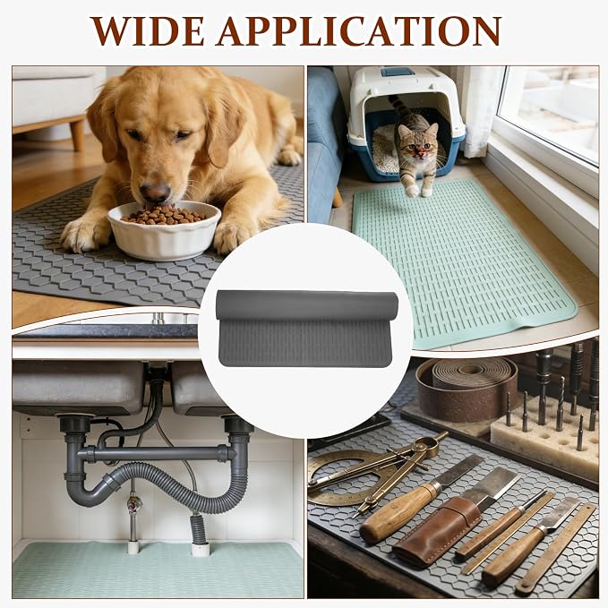 PATIKIL 28 x 20 Inch Stove Top Cover for Electric Stove, 1Pcs Silicone Stripe Mat for Glass Top Cover Non-Slip Glass Cooktop Protector for Kitchen Oven Dish Drying Mat, Light Gray