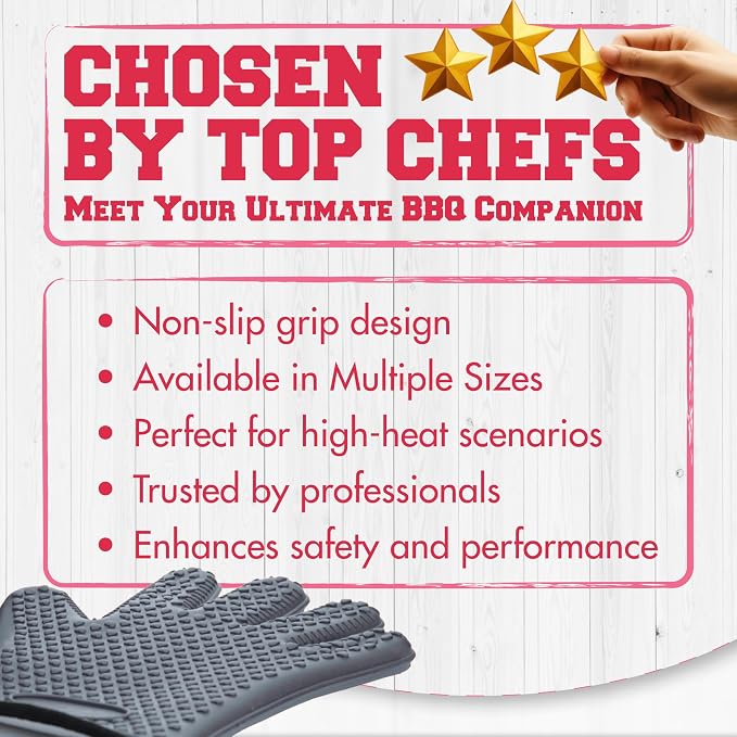KITCHEN PERFECTION Silicone Smoker BBQ Gloves - Heat Resistant Oven Mitts | Made For Women, Waterproof, 5-Finger Design For A Better Grip, For Meat Smoking, Grilling, Cooking, Frying Turkey, Grill Gift