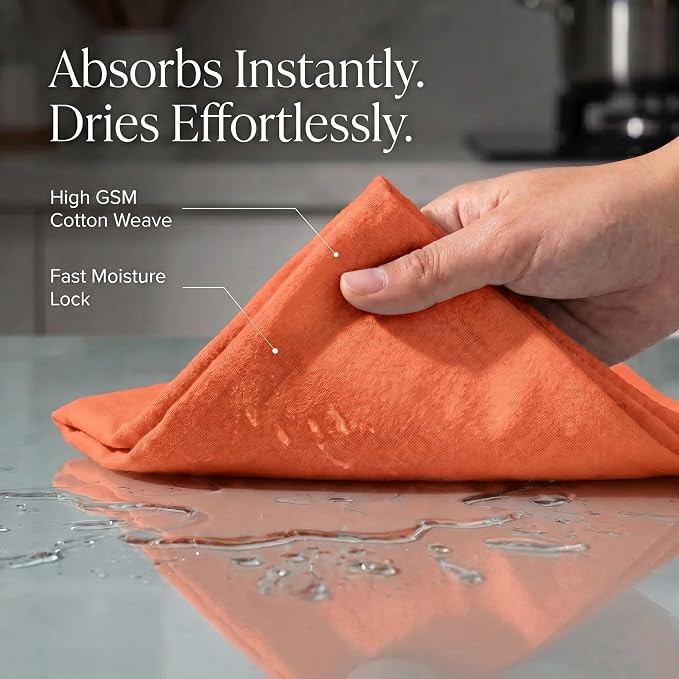 Urban Villa Kitchen Towels Cotton Dish Towels 20”x30” (Set of 6) Coral