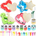BakingWorld Sandwich Cutter and Sealer Set,14 Pcs Sandwich Maker Bread Cutters DIY Cookie Cutters Fruit Vegetable Cutter Shapes for Kids Boys & Girls Bento Lunch Box with 16 pcs Animal Food Picks