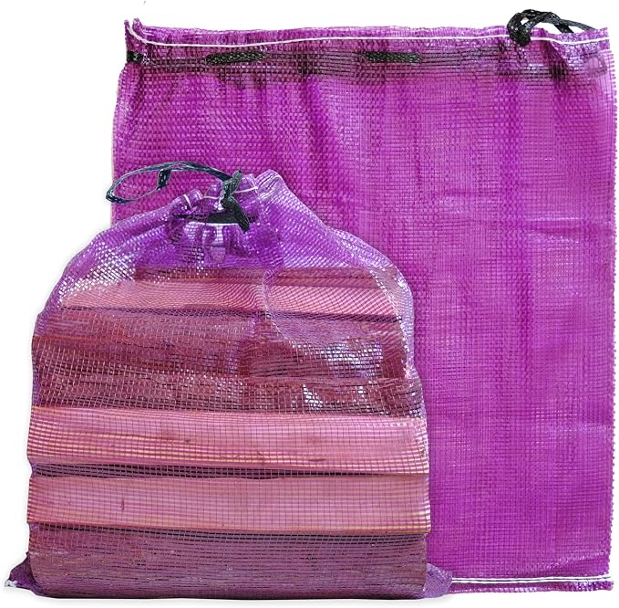 Mesh Firewood Bags 22"×24" Crawfish Sacks, Firewood Bags for Selling, Onion Bag Storage Potato Sacks Mesh Wood Bag Bulk (Pack of 10)