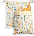 Bread Bags for Homemade Bread, Reusable Beeswax Bread Bag, 2 Pack Beeswax Bread Bags for Sourdough, Natural Cotton Beeswax Bags, Large Capacity