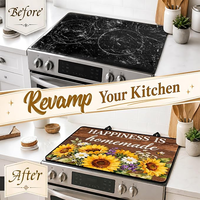 Stove Top Covers with A Non-slip Rubber Coating | protect Your Stove from Scratches, Extend Countertop Space, and Add A Classic Kitchen Touch