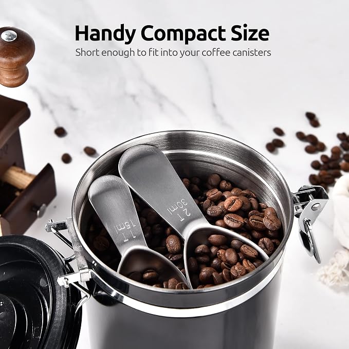 U-Taste 18/8 Stainless Steel Coffee Scoop: 1 & 2 Tbsp Scoop Measure Spoon | Stainless Steel Tablespoon Measuring Spoon, Tablespoon Coffee Spoons, Short Handle Tbsp Scooper for Ground Coffee Bean Powder