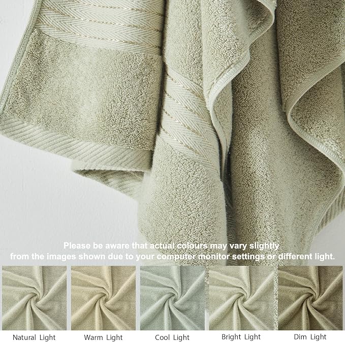 COZYART Luxury Hand Towels 4 PCS, Sage Green 100% Turkish Cotton 650 GSM | OEKO-Tex 100 Certified Zero Twist Ring Spun, Soft Absorbent Quick Dry, Plush Fluffy, Breathable Hotel Quality for Daily Use