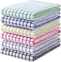 Mordimy Cotton 6 Pack Terry Kitchen Towels, 16 x 25 Inches | Super Soft and Absorbent Dish Towels, Quick Drying Hand Towels for Kitchen Drying, Red/Blue/Black/Grey/Yellow/Green
