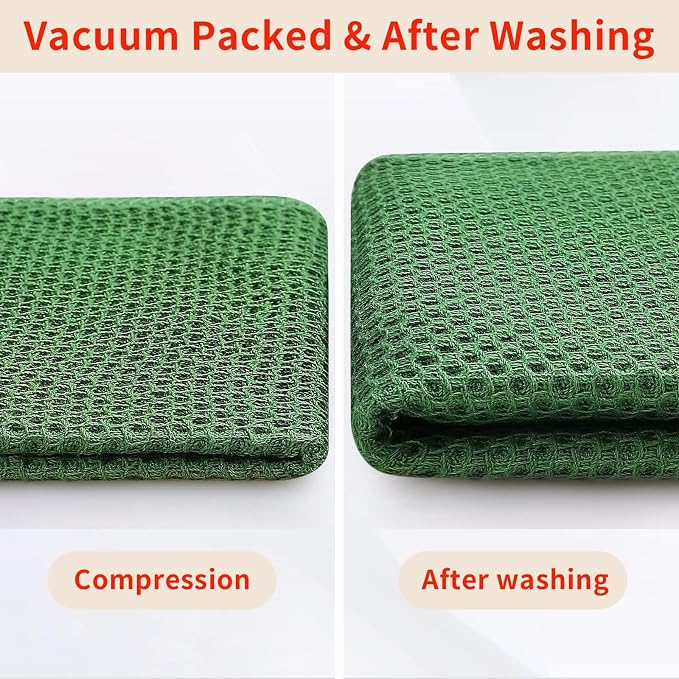 Homaxy 100% Cotton Waffle Weave Kitchen Dish Cloths 24-Pack, Grass Green | 12 x 12 Inches, Ultra Soft Absorbent Dish Towels, Quick Drying Dish Rags with Hanging Loop