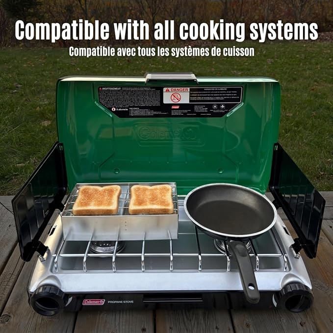 Camping Toaster for Campfire or Stove – 2-Slice Tin-Plate Bread Grill – Durable, Heat-Resistant Toaster for Wood Stove, Gas or Electric Cooking