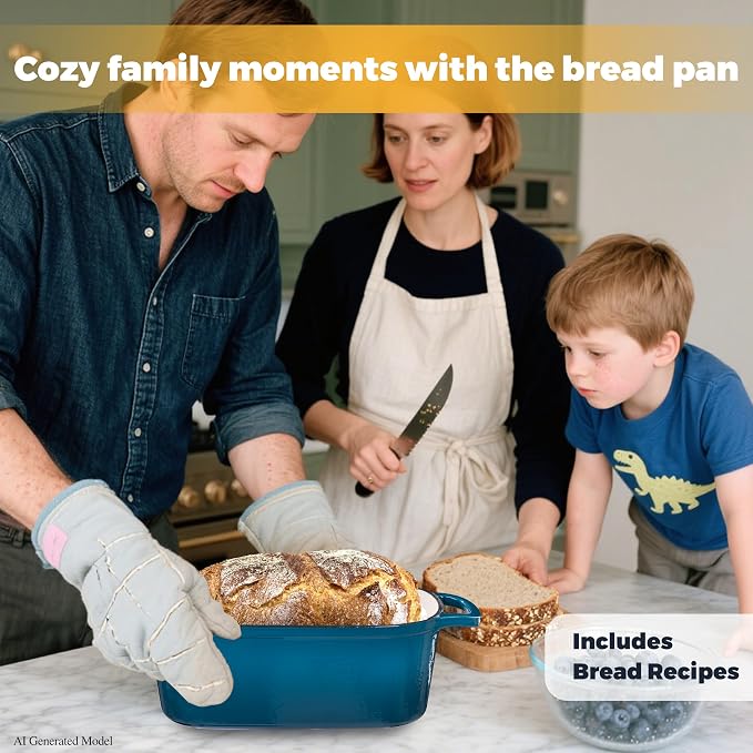 4.6 Quart Dutch Oven for Sourdough Bread Baking | Oval Bread Dutch Oven with Lid, Cast Iron Bread Pan for Crispy Crust, Steam Baking Design for Artisan Homemade Loaves, Teal